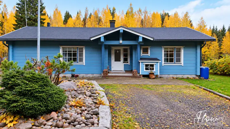 Maison en rondins Honka 127 m² (1996) + sauna, garage chauffé 103 m², 3,25 ha et ~160 m de rive privée sur le Hirvasjoki — Äänekoivisto / Äänekoski — 8