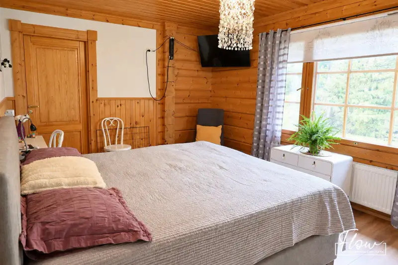 Maison en rondins Honka 127 m² (1996) + sauna, garage chauffé 103 m², 3,25 ha et ~160 m de rive privée sur le Hirvasjoki — Äänekoivisto / Äänekoski — 16