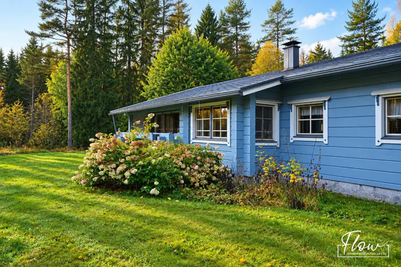 Maison en rondins Honka 127 m² (1996) + sauna, garage chauffé 103 m², 3,25 ha et ~160 m de rive privée sur le Hirvasjoki — Äänekoivisto / Äänekoski — 7