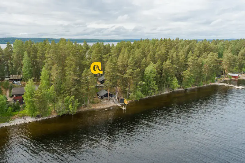 Honkarakenne ~50 m² (1987) + sauna de rive + pavillon vitré, vue Asikkalanselkä, 2 330 m² — Pulkkilanharju / Asikkala — 14