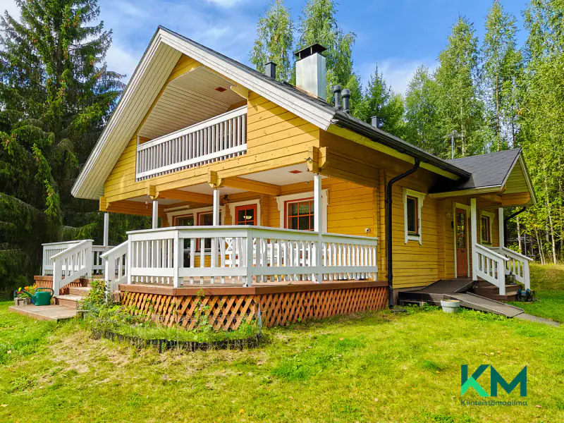 Maison Honka 86 m² (2012) + rantasauna, ~83 m Joutenvesi / Saimaa, 7 430 m² — Ihamaniemi — 2