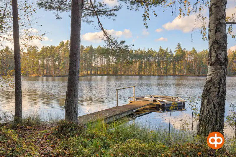 Chalet de 1973 (36 m²) + sauna de rive avec salle et cheminée, 41 m de rive privée et 2 040 m² sur le Kiimalammi — Koijärvi / Forssa — 1