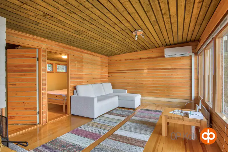 Chalet de 1973 (36 m²) + sauna de rive avec salle et cheminée, 41 m de rive privée et 2 040 m² sur le Kiimalammi — Koijärvi / Forssa — 12
