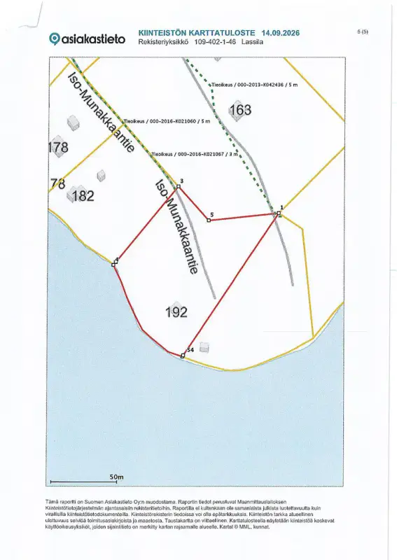 Terrain constructible ~4 000 m² (~40 m rive), Iso-Munakas — Katiskoski / Hämeenlinna — 5