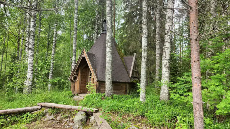 Maison 1930 ~100 m² + 2 saunas, ~11,4 ha forêt, rive Kynsivesi ~30 m — Mäyrämäki — 18