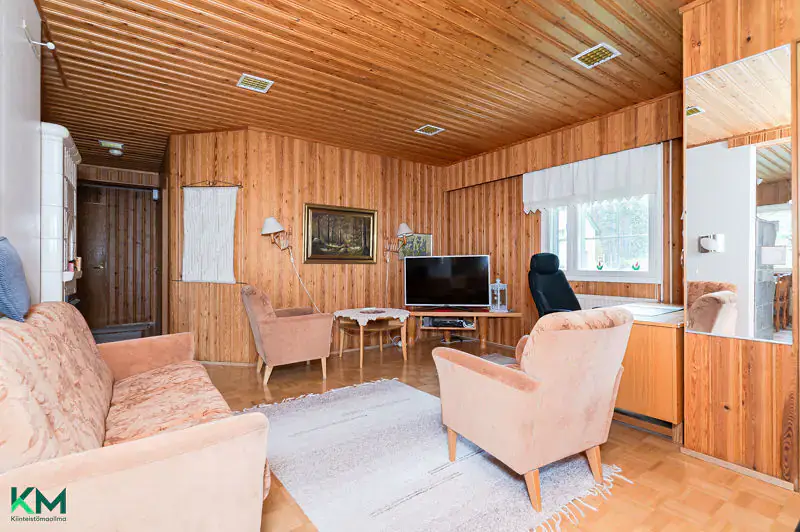 Maison ~118 m² (1985) géothermie + sauna de rive en rondins, 4 445 m² et 220 m de rive sur la Tainionvirta — Hartola — 11