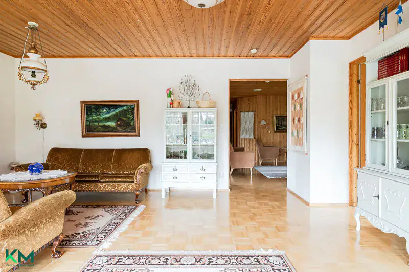 Maison ~118 m² (1985) géothermie + sauna de rive en rondins, 4 445 m² et 220 m de rive sur la Tainionvirta — Hartola — 10