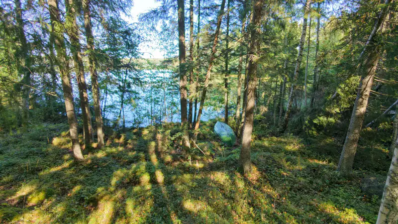 Terrain rive Tömäjärvi ~3 550 m² (~50 m), parts eaux + venevalkama — près Hämeenlinna — 2