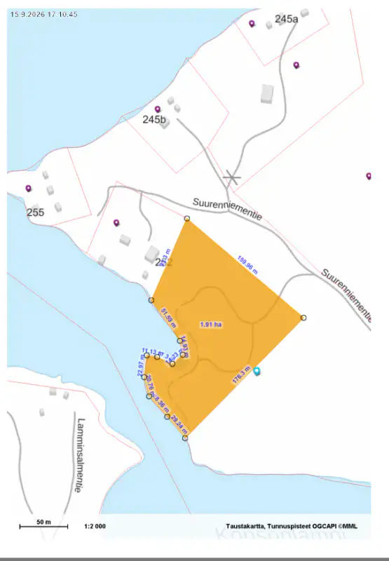 Terrain constructible ~1,9 ha, ~200 m rive ouest Puula, 350 k-m² — Suurenniemi / Hirvensalmi — 14