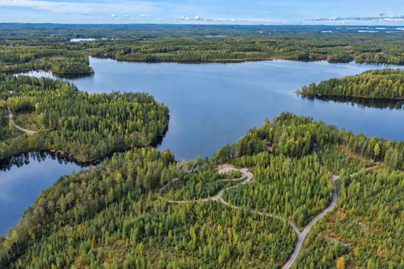 Terrain constructible ~1,9 ha, ~200 m rive ouest Puula, 350 k-m² — Suurenniemi / Hirvensalmi — 6