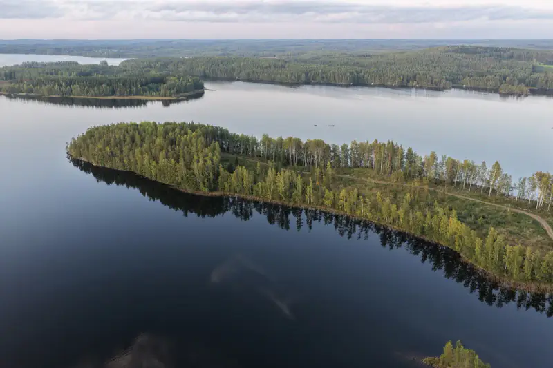 Terrain n°1 ~5 000 m², droit RA 250 k-m², rive ouest Puula / Ryökäsvesi — Lammasniemi / Hirvensalmi — 4