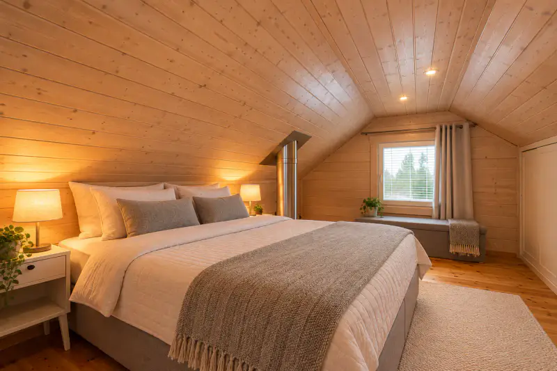 Lamellihirsinen mökki ~59 m² + kota et palju, 4,72 ha et ~55 m de rive privée sur le ruisseau Lintujärvenpuro — Lauluvaara / Inari — 14