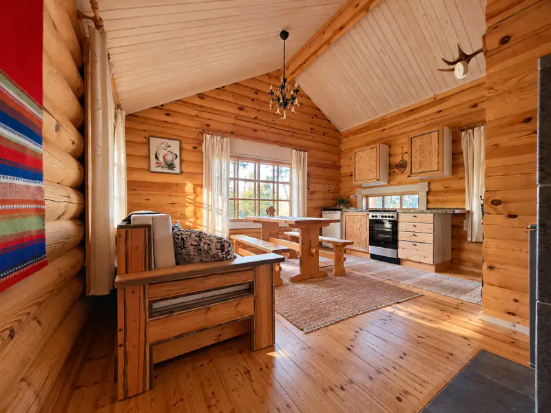 Hirsimaja ~24 m² + sauna, ~4,8 ha (~100 m rive), Muddusjärvi — Pitkävuono / Inari — 9