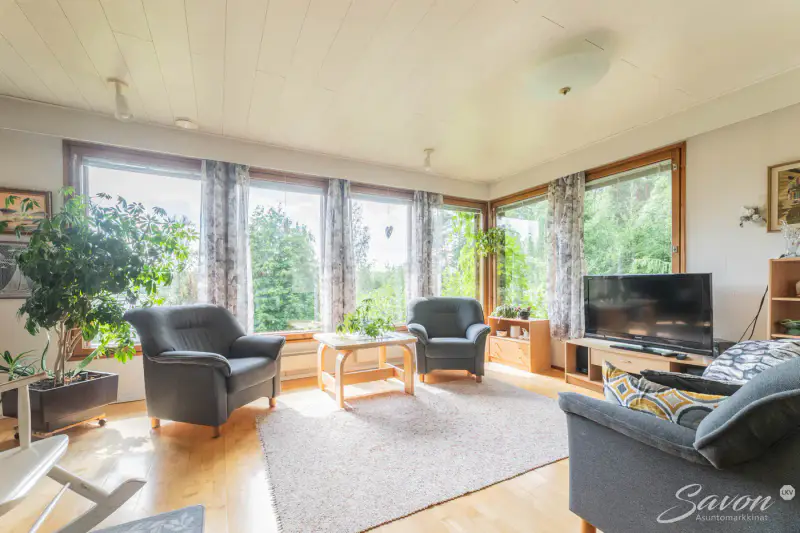 Maison ~134 m² (1994) + rantasauna, 8 940 m² (~82–100 m rive), Syväsalmi / Haukivesi — Kotkatlahti / Joroinen — 10