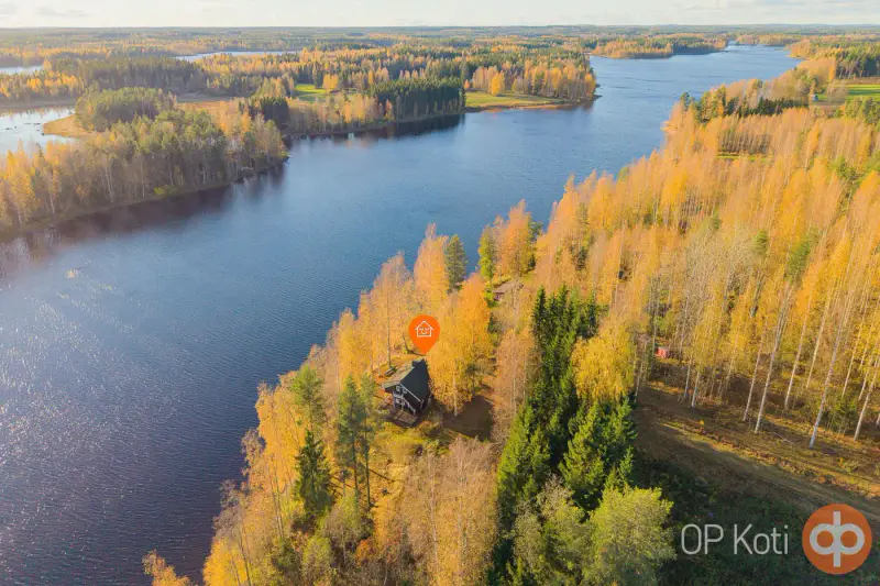 Mökki hirsi ~46 m² (1973, agrandi 2007) avec sauna, 3 000 m² et rive privée sur le Kyyvesi — Luusniemi / Kangasniemi — 2
