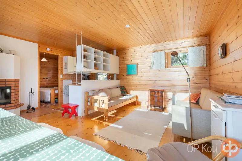 Mökki hirsi ~46 m² (1973, agrandi 2007) avec sauna, 3 000 m² et rive privée sur le Kyyvesi — Luusniemi / Kangasniemi — 7