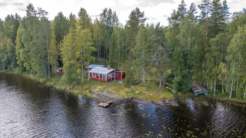Mökki 1974 (~56 m²) + sauna, 2,46 ha rive Kutemajärvi — Kangasniemi — 1