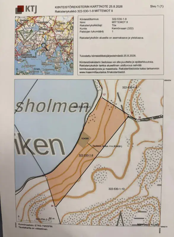 Terrain constructible 1,56 ha, ~200 m rive mer, permis — Kemiönsaari — 15
