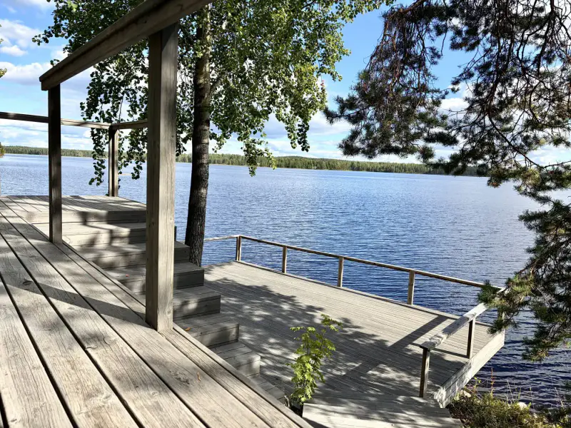 Mökki ~21 m² (2008) + aitta, grande terrasse, rive Pihlajavesi, 3 950 m² — Pihlajavesi — 3