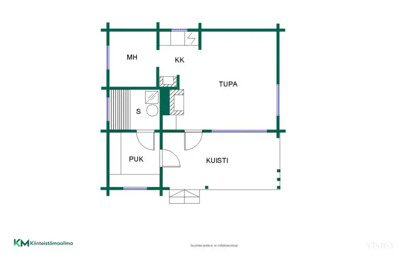 Chalet en rondins 1973, 54 m², rive privée Pyhäjärvi ~243 m, 17 613 m² — Huutniemi, Kitee — 2
