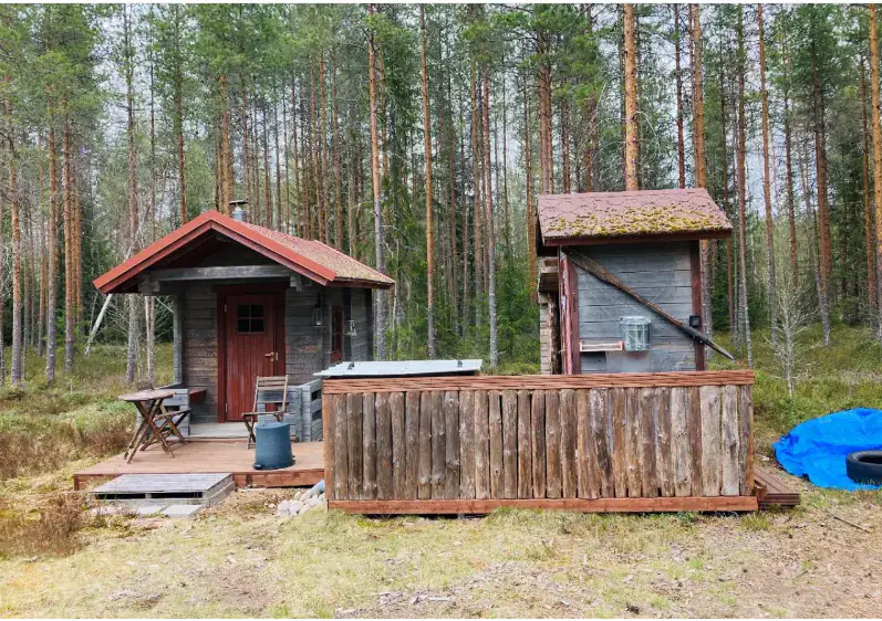 Propriété forestière de 9 ha avec 400 m de rive privée sur l’Ullavanjoki, île privée, chalet en rondins et sauna — Köyris, Kruunupyy — 10