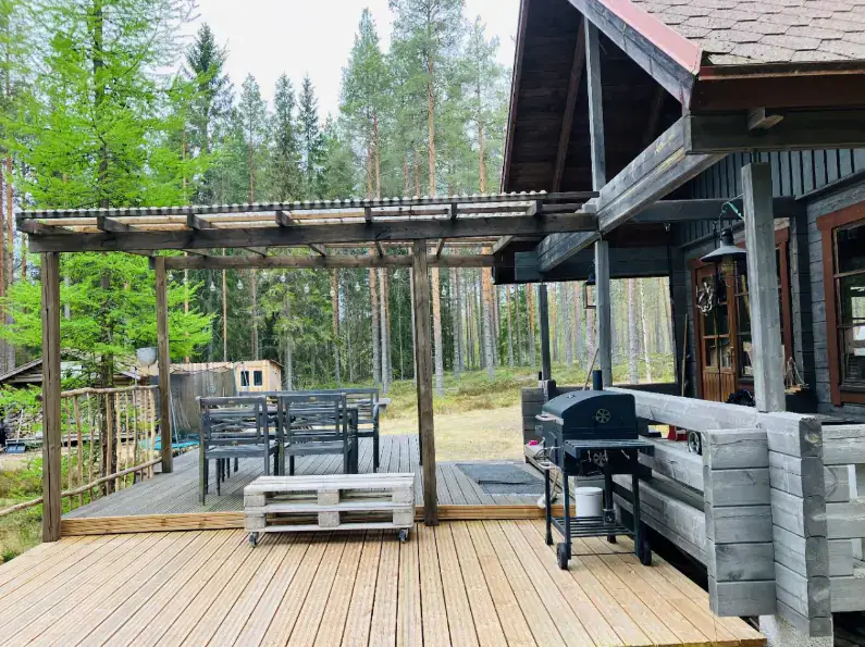 Propriété forestière de 9 ha avec 400 m de rive privée sur l’Ullavanjoki, île privée, chalet en rondins et sauna — Köyris, Kruunupyy — 15