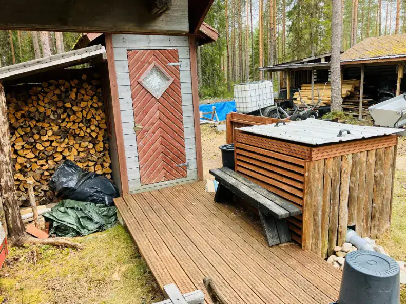 Propriété forestière de 9 ha avec 400 m de rive privée sur l’Ullavanjoki, île privée, chalet en rondins et sauna — Köyris, Kruunupyy — 16