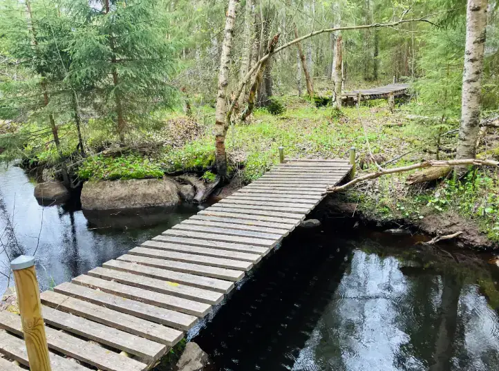 Propriété forestière de 9 ha avec 400 m de rive privée sur l’Ullavanjoki, île privée, chalet en rondins et sauna — Köyris, Kruunupyy — 1