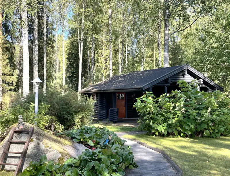 Hirsimökki ~78 m² (2007) + rantasauna, 5 510 m² et rive sud Päijänne — Pihlajakoski / Kuhmoinen — 5