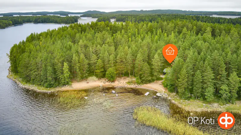 Deux parcelles île Hietasalo, mökki ~42 m², rive sable Suvasvesi — Kuopio — 18