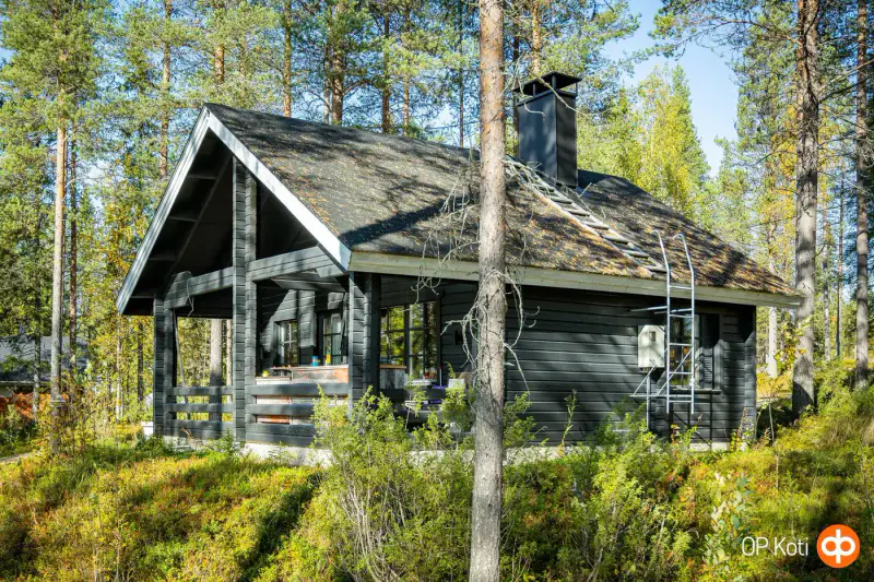 Mökki en rondins (1991) + sauna à bois et sauna-tupa, 2,31 ha et ~150 m de rive privée plein sud sur le Saapunki — Kuusamo — 3