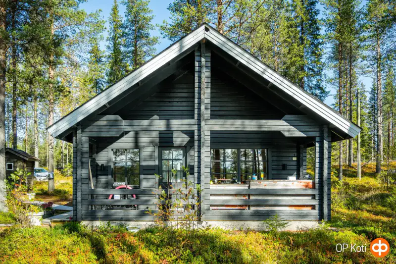 Mökki en rondins (1991) + sauna à bois et sauna-tupa, 2,31 ha et ~150 m de rive privée plein sud sur le Saapunki — Kuusamo — 4