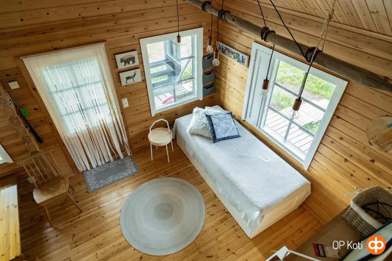 Mökki en rondins (1991) + sauna à bois et sauna-tupa, 2,31 ha et ~150 m de rive privée plein sud sur le Saapunki — Kuusamo — 14