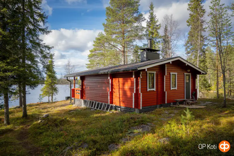 Hirsimökki ~35 m² (1972) + venevaja, 2 000 m² (~90 m rive), Ihtinki — Ruka / Kuusamo — 16