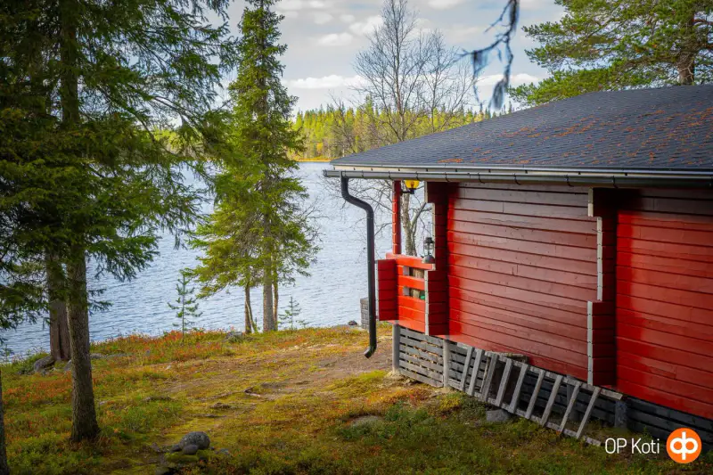 Hirsimökki ~35 m² (1972) + venevaja, 2 000 m² (~90 m rive), Ihtinki — Ruka / Kuusamo — 17