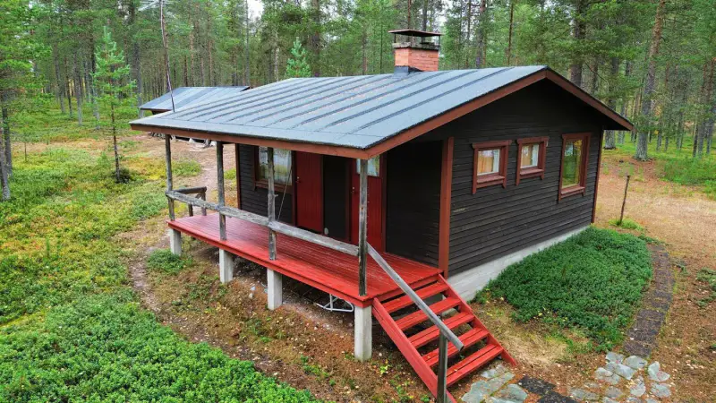 Mökki ~38 m² (1972) + rantasauna, 13,3 ha péninsule, Pikku-Muojärvi — Kuusamo — 14