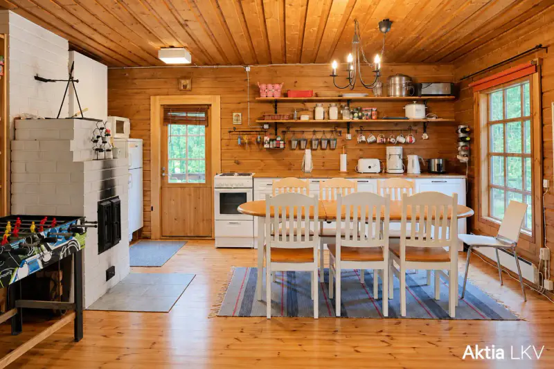 Mökki en rondins ~48 m² + sauna, 3 cabanes d’invités, 1,25 ha (2 parcelles) et ~40 m de rive privée sur le Kerklampi — Sammatti / Lohja — 6