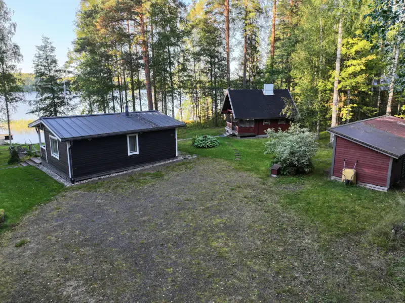 Mökki 57 m² rénové 2019 + sauna bois, Tarhavesi ~50 m, 3 350 m² — Hietaniemi — 7
