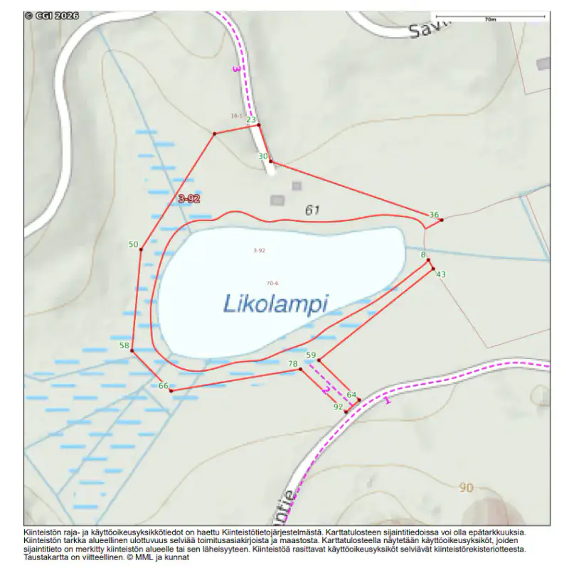 Mökki rondins ~24 m² (1988) + aitta, 8 700 m² autour du lampi Likolampi — Suomenniemi / Mikkeli — 13