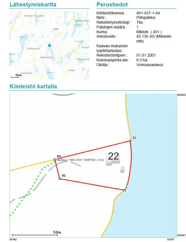 Chalet Honka ~50 m² (1991/1998), 3 000 m², Lahnajärvi — Keijola / Mikkeli — 2