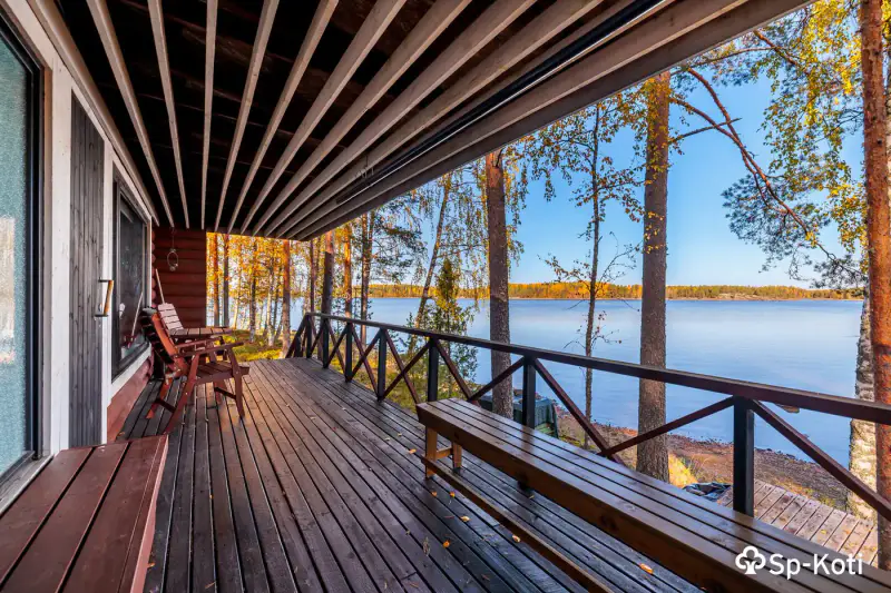 Pyöröhirsimökki 120 m² (1965) + rantasauna et vierasmaja, 1 ha et ~150 m de rive privée Saimaa Yövesi — Liikasenniemi / Mikkeli — 14