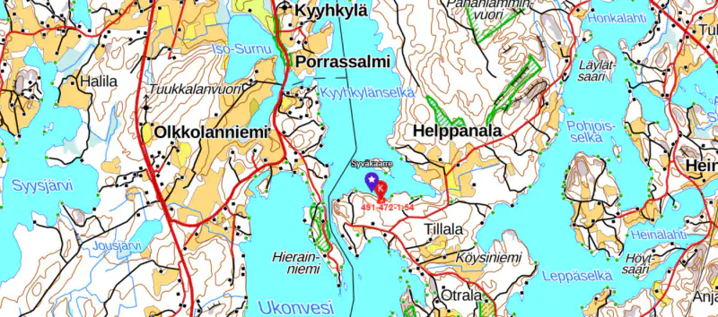 Terrain constructible Saimaa 4 550 m², droits ~232 m², élec prête — Helppanala / Mikkeli — 4