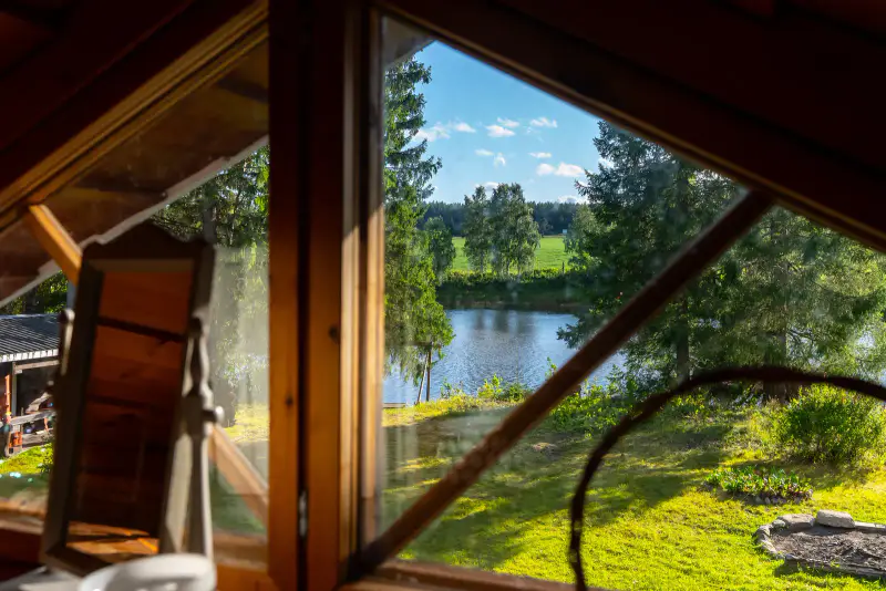 Chalet île, 55 m², rive privée Oulujoki ~110 m, 5 350 m² — Laukansaari, Muhos — 3