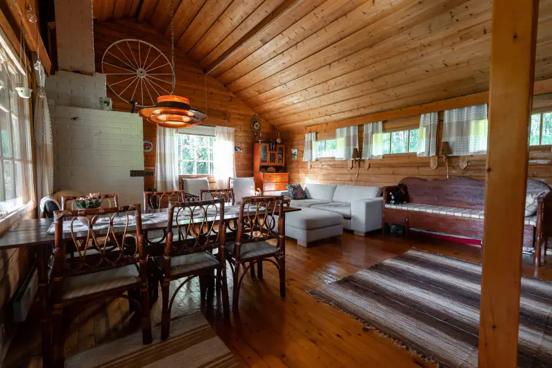 Chalet île, 55 m², rive privée Oulujoki ~110 m, 5 350 m² — Laukansaari, Muhos — 12