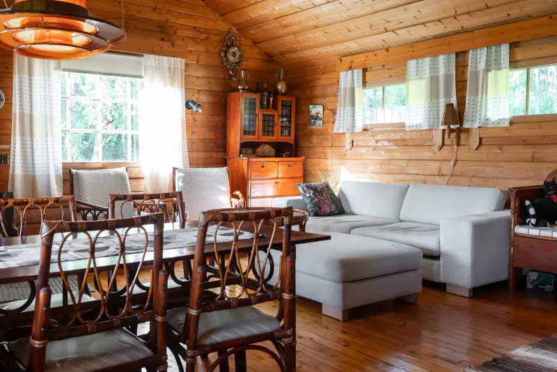 Chalet île, 55 m², rive privée Oulujoki ~110 m, 5 350 m² — Laukansaari, Muhos — 9