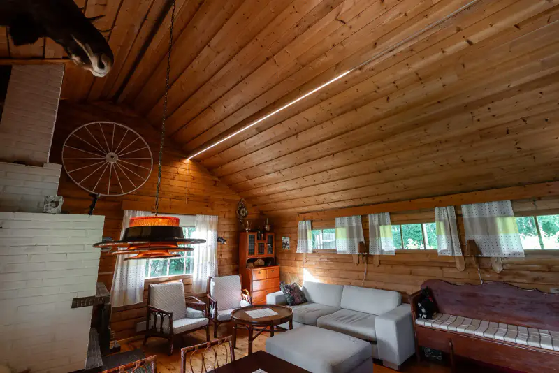Chalet île, 55 m², rive privée Oulujoki ~110 m, 5 350 m² — Laukansaari, Muhos — 15