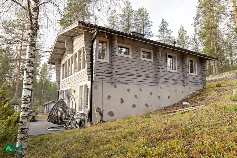 Maison en rondins 118 m² habitable à l’année, 4,7 ha avec étang privé — Rokua, Muhos — 18