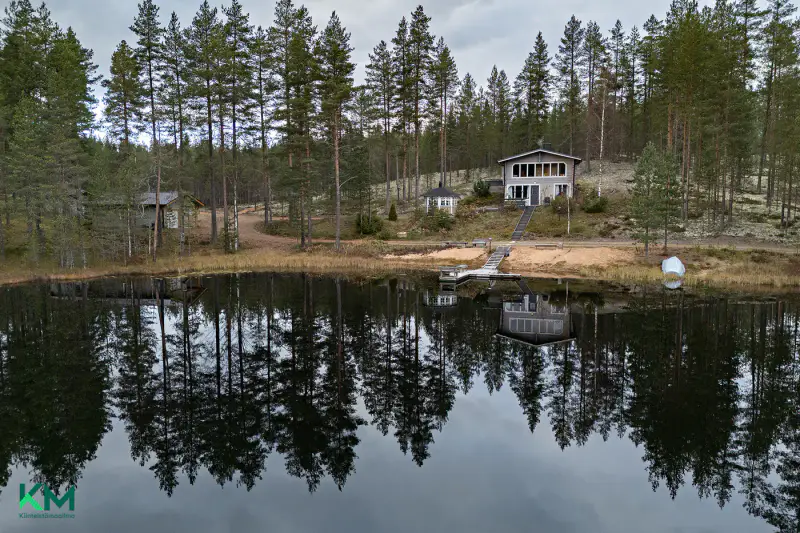 Maison en rondins 118 m² habitable à l’année, 4,7 ha avec étang privé — Rokua, Muhos — 17