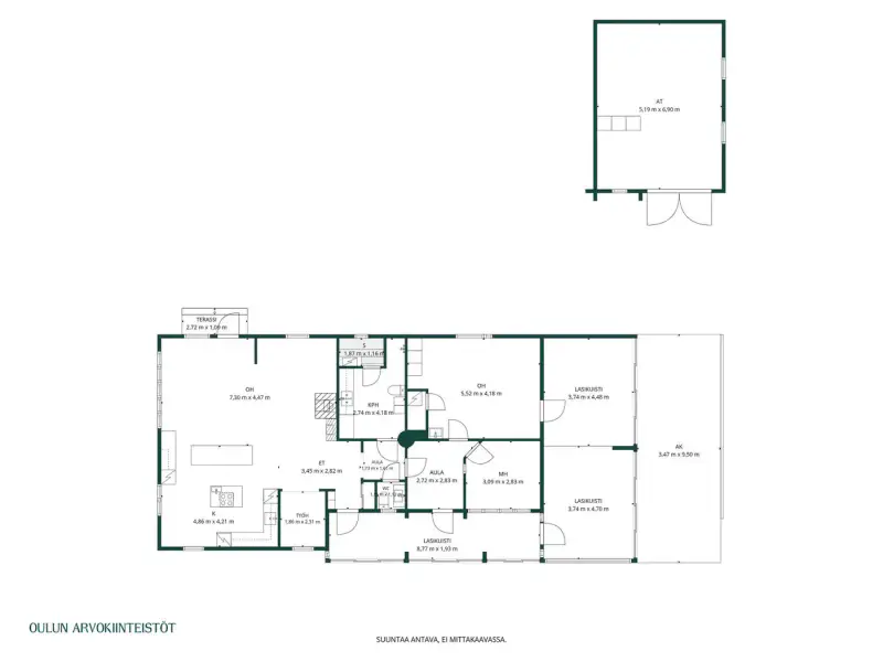 Maison hirsi ~126 m², bord Kalimeenoja, 2 220 m² — Oulu — 3