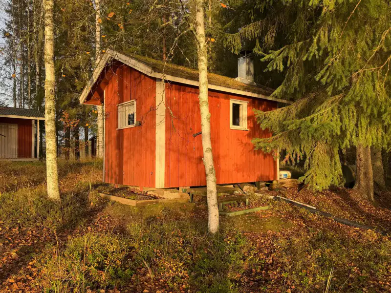 Mökki hirsi ~25 m² (1985) + sauna 1996, 2 000 m² et ~40 m de rive — Pieni-Kaislanen / Pieksämäki — 5